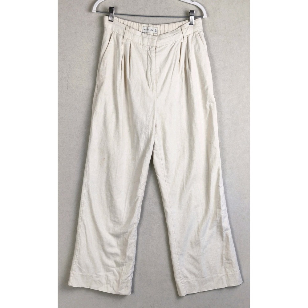 Abercrombie Linen Wide Leg Pants Womens M Boho Coastal Beach Relaxed